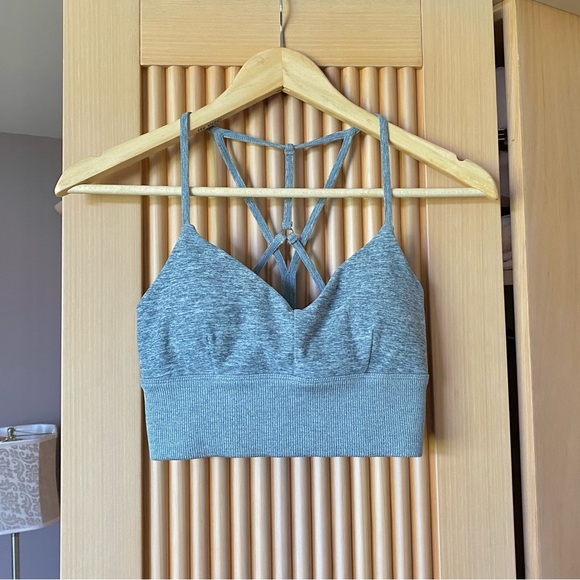 Alo Yoga Alosoft Lavish Bra Blue Haze Heather - Picture 2 of 8